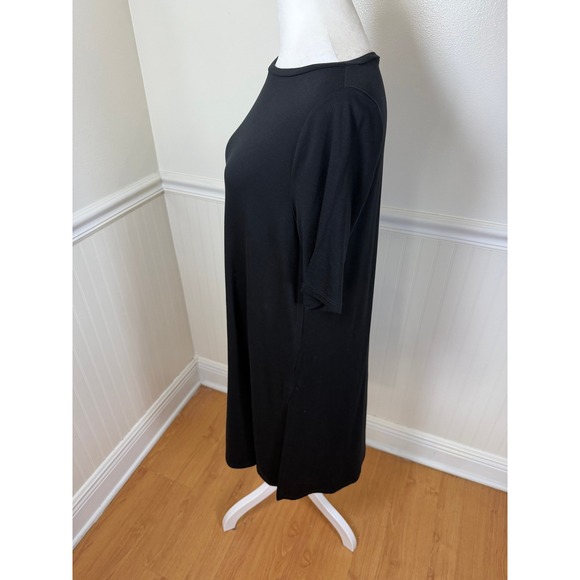 Eileen Fisher Boat Neck Tunic Dress Women Small Black Tencel Lyocell Side Slit - Picture 4 of 9